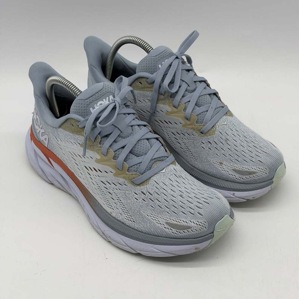 HOKA One One Clifton 8 Blue Fog Running Sneakers Women’s Size 9.5 D Wide Width